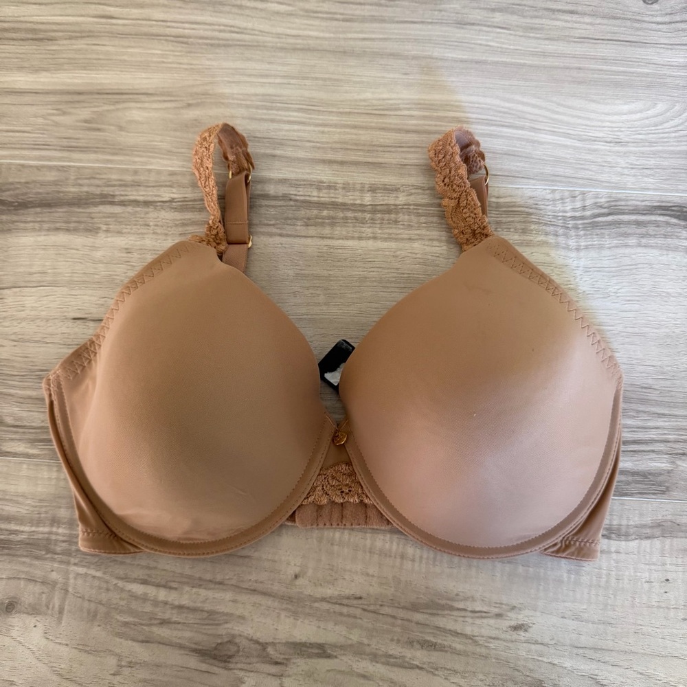 Natori Bliss Perfection T-Shirt Bra Nude 32DDD NWT Lace Trim